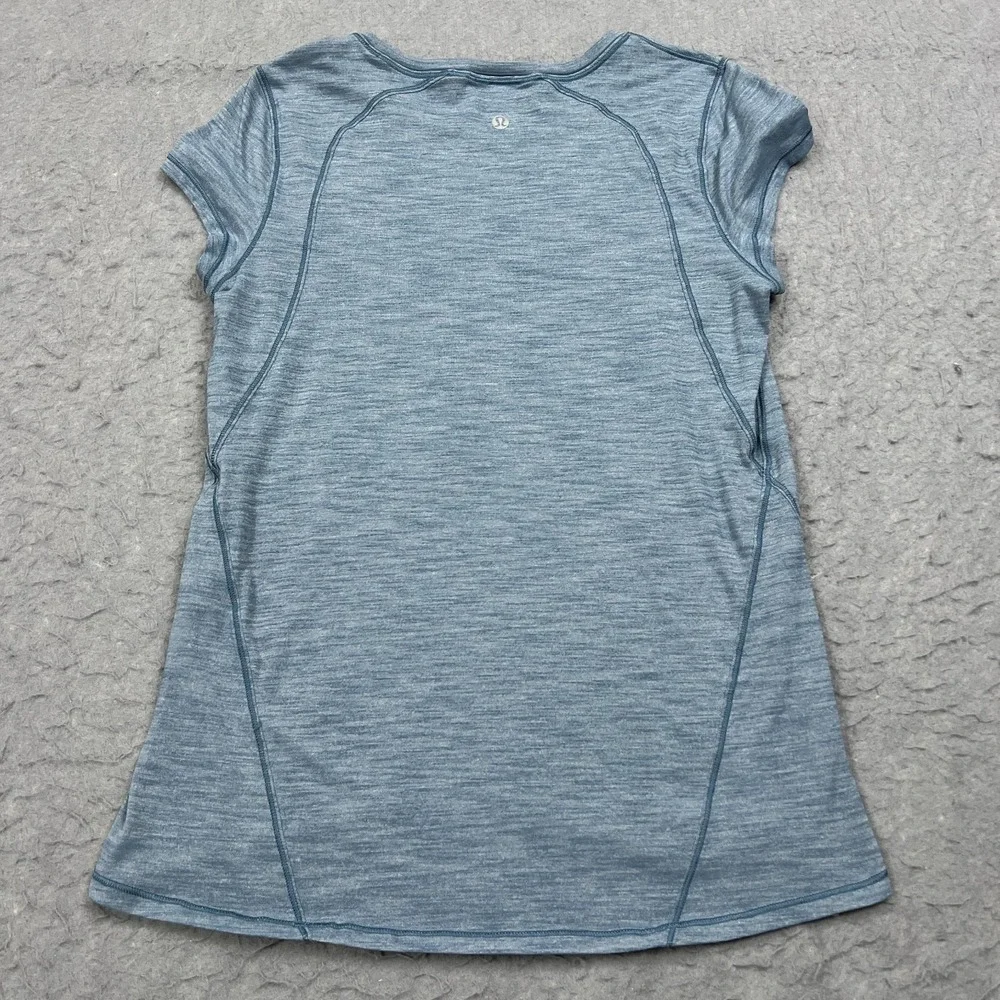 Lululemon Another Mile Short Sleeve Women's 4 Blue Lightweight Soft Shirt W3BROS
